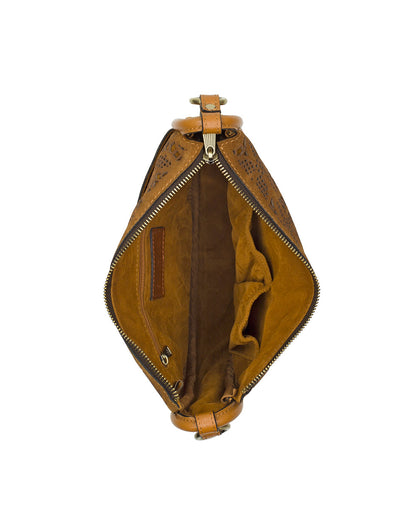 Patricia Nash Calanna Hobo | Floral Perforated Suede | Light Tan