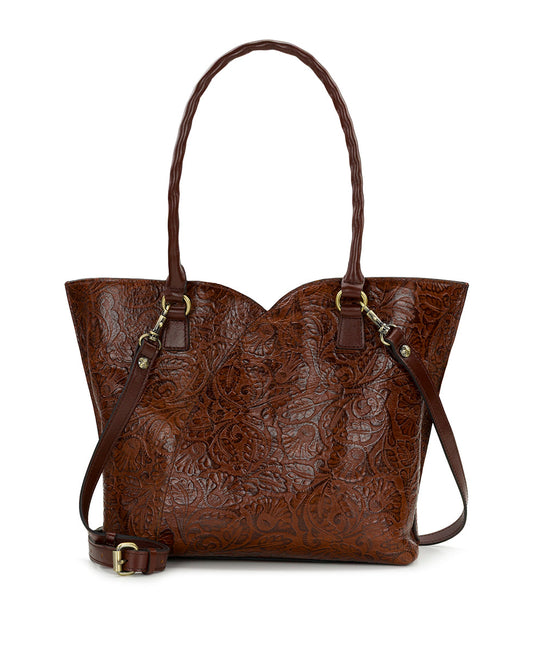 Patricia Nash Marion Tote | Brazilian Supple Tooled | Cognac