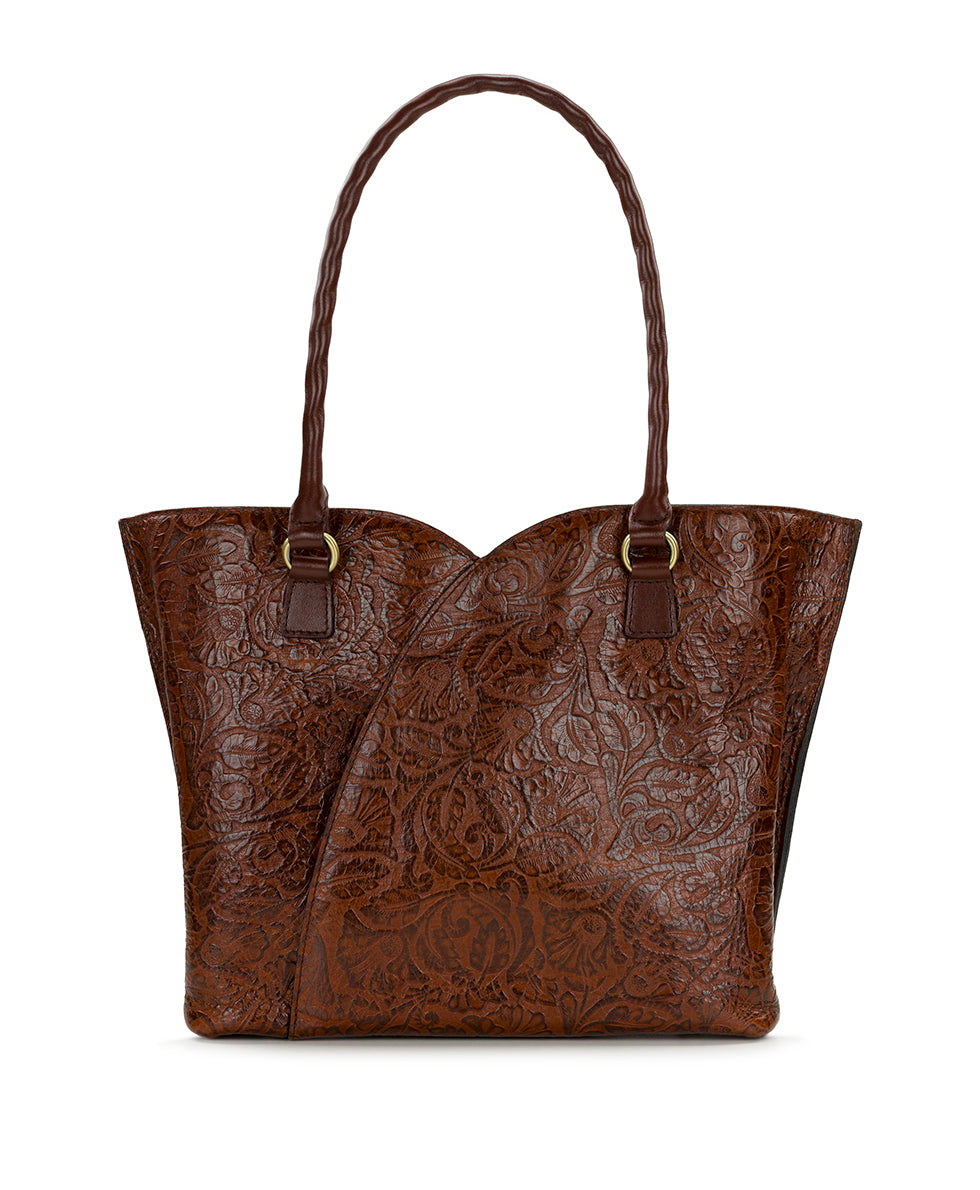 Patricia Nash Marion Tote | Brazilian Supple Tooled | Cognac