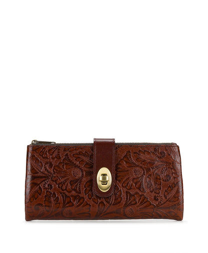 Patricia Nash Annesley Wristlet | Brazilian Supple Tooled | Cognac