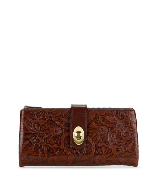 Patricia Nash Annesley Wristlet | Brazilian Supple Tooled | Cognac