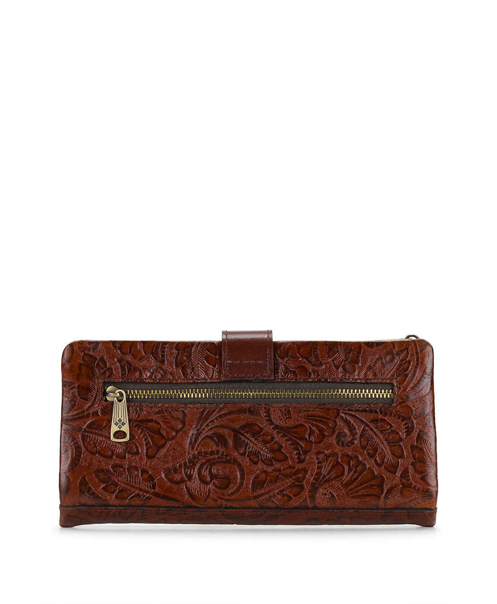 Patricia Nash Annesley Wristlet | Brazilian Supple Tooled | Cognac