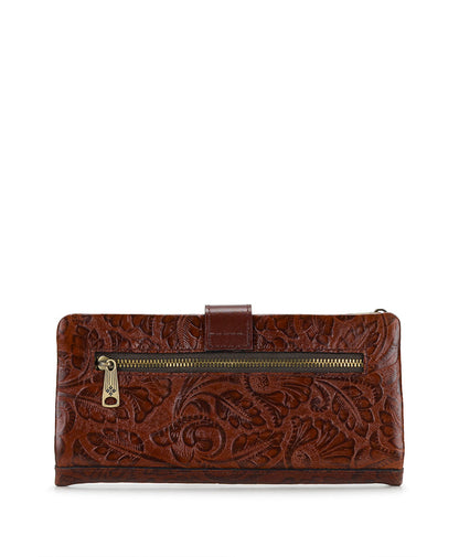 Patricia Nash Annesley Wristlet | Brazilian Supple Tooled | Cognac