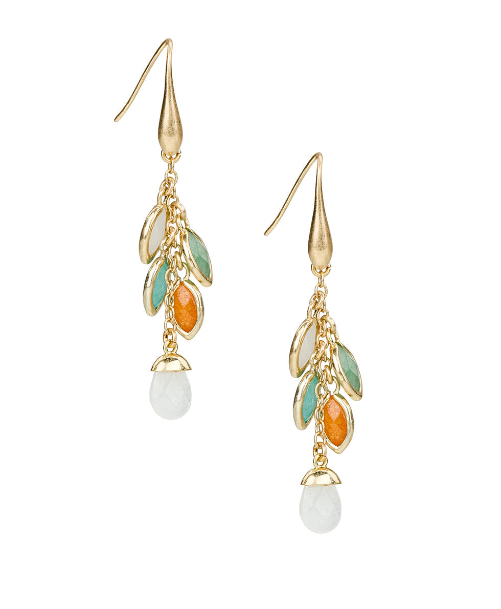 Patricia Nash Multi Charm Dangle Earrings- Semi Precious Stone Collection