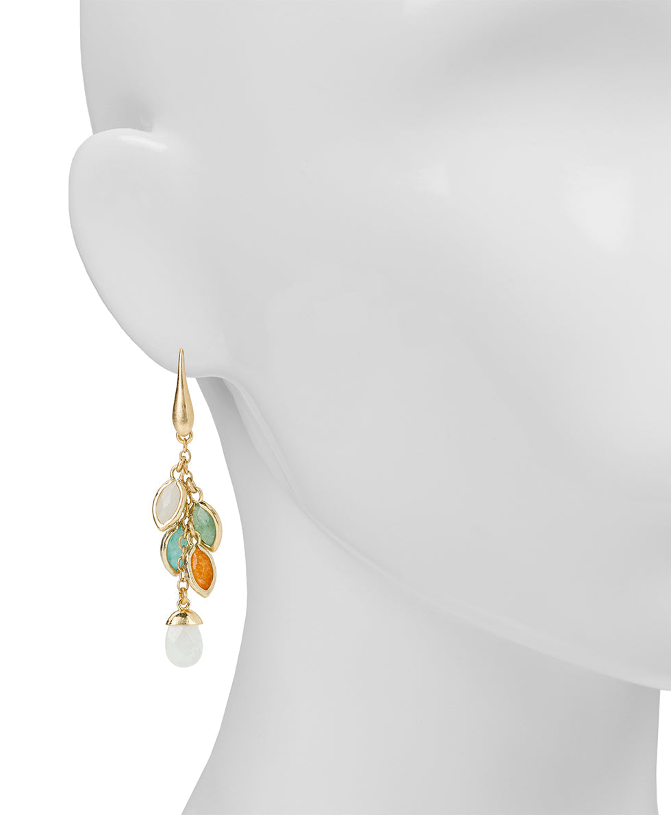 Patricia Nash Multi Charm Dangle Earrings- Semi Precious Stone Collection