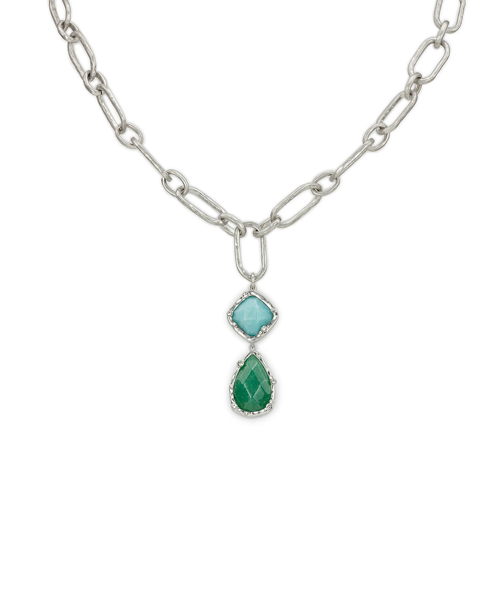 Patricia Nash Double Drop Necklace- Semi Precious Stone Collection
