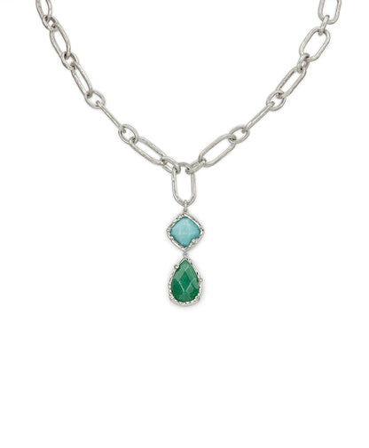 Patricia Nash Double Drop Necklace- Semi Precious Stone Collection
