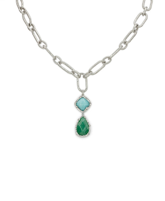 Patricia Nash Double Drop Necklace- Semi Precious Stone Collection
