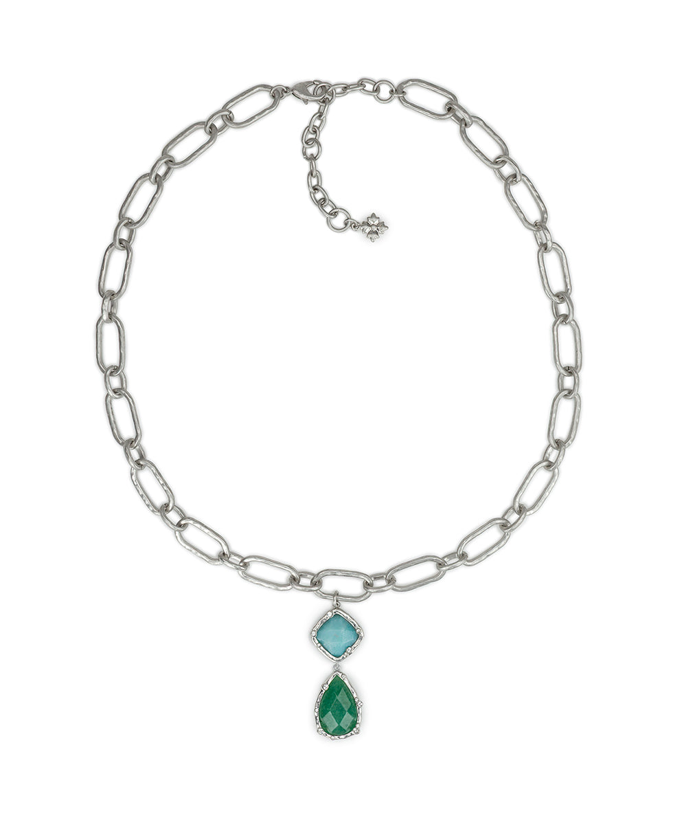 Patricia Nash Double Drop Necklace- Semi Precious Stone Collection