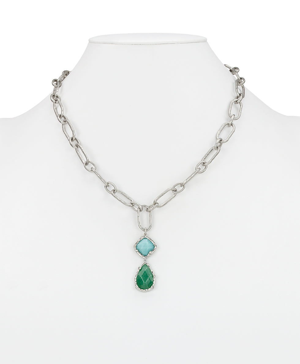 Patricia Nash Double Drop Necklace- Semi Precious Stone Collection