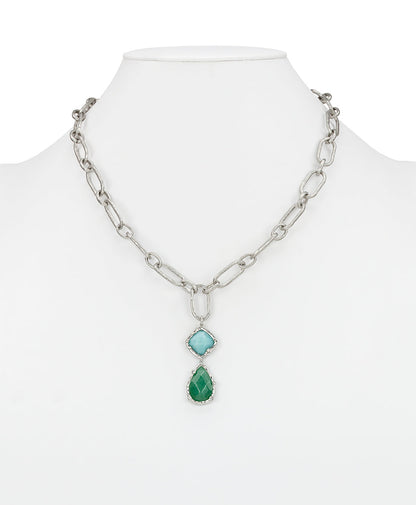Patricia Nash Double Drop Necklace- Semi Precious Stone Collection