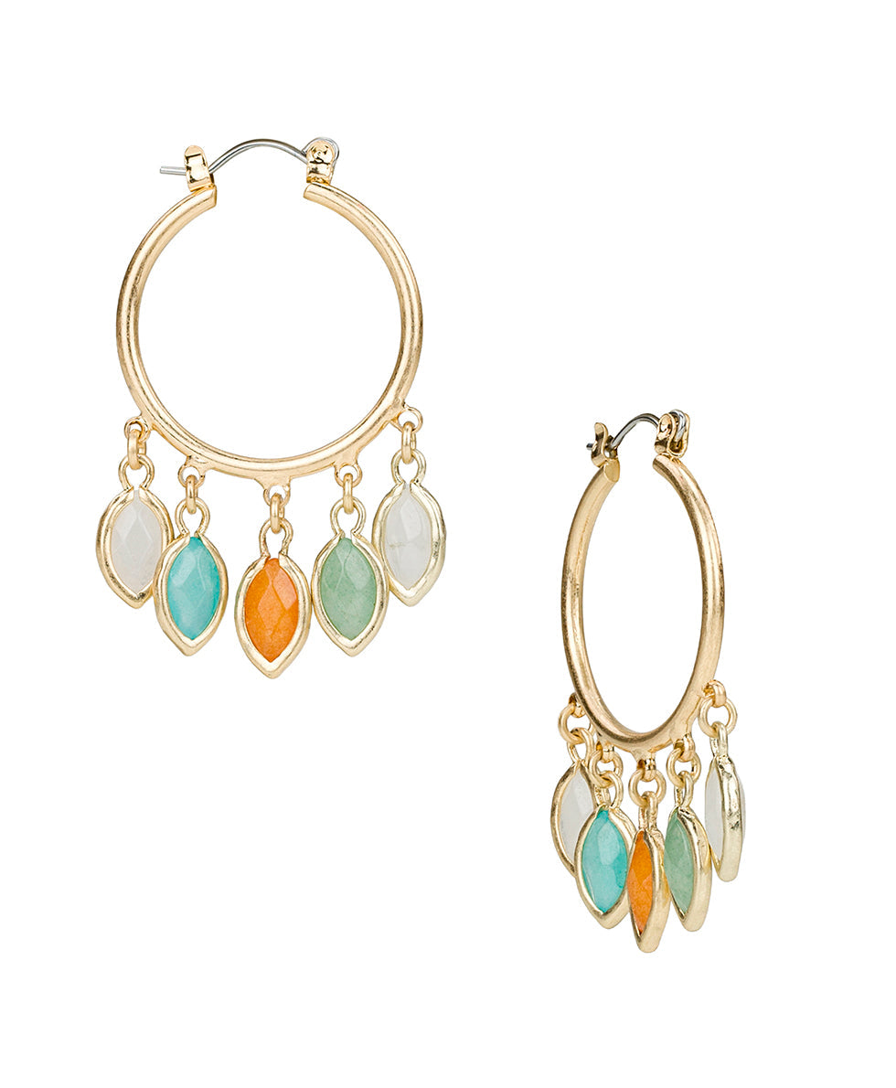 Patricia Nash Hoop Dangle Earrings- Semi Precious Stone Collection