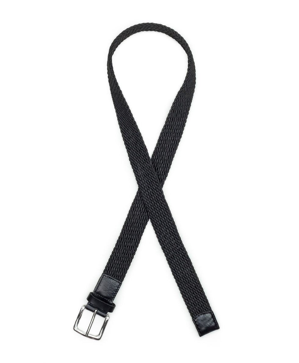 Patricia Nash Nash Men's Rope Belt - Rope and Leather — Black