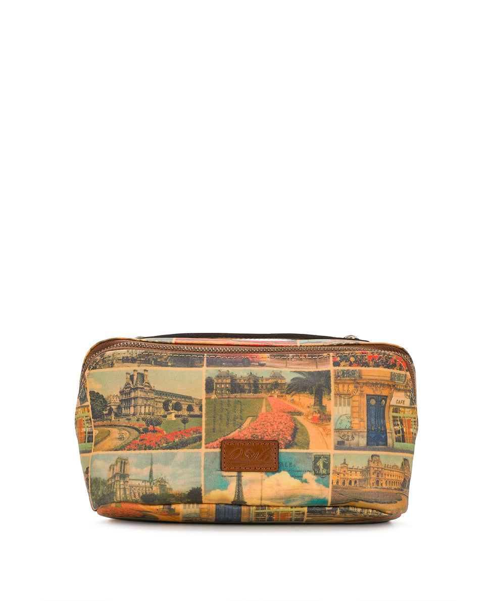 Patricia Nash Clancy Cosmetic Case - Patina Coated Linen Canvas - Postcards From Paris