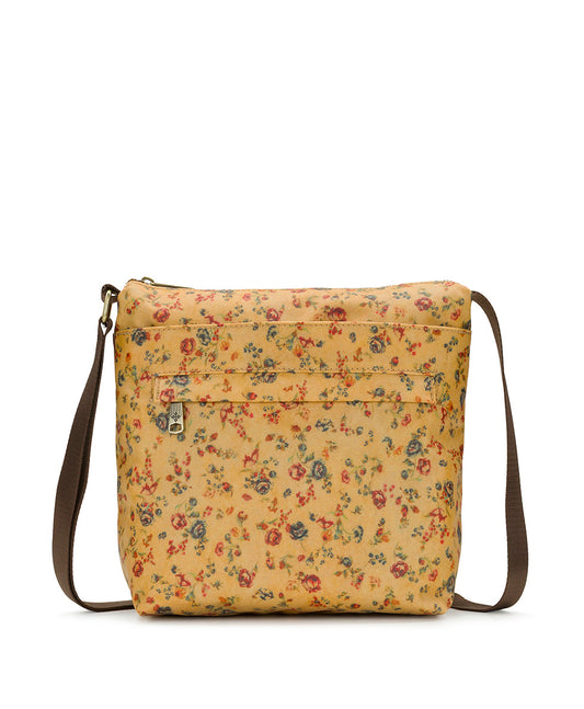 Patricia Nash Carmini Crossbody - Patina Coated Linen Canvas - Fleur de Jardin