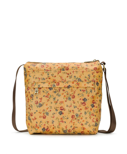 Patricia Nash Carmini Crossbody - Patina Coated Linen Canvas - Fleur de Jardin