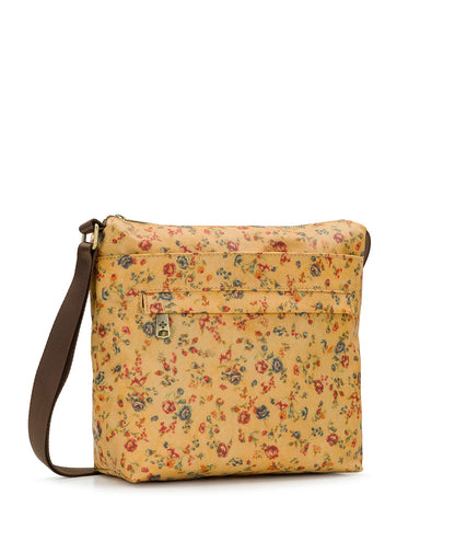 Patricia Nash Carmini Crossbody - Patina Coated Linen Canvas - Fleur de Jardin