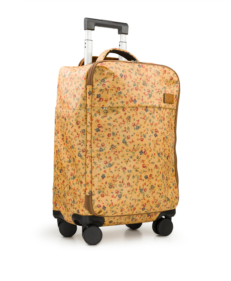 Patricia Nash Cagliari Roller Duffel - Patina Coated Linen Canvas - Fleur de Jardin