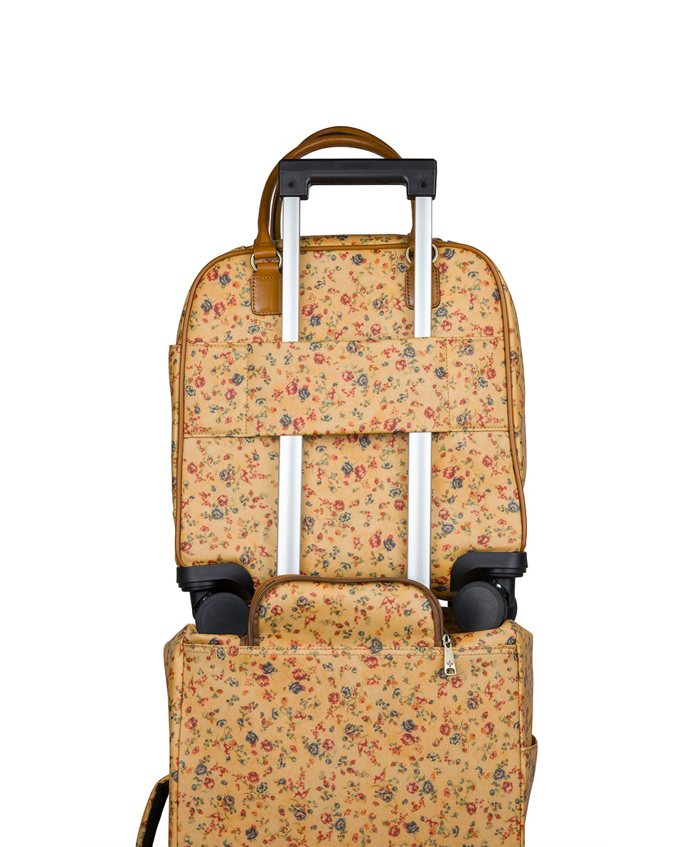 Patricia Nash Cagliari Roller Duffel - Patina Coated Linen Canvas - Fleur de Jardin