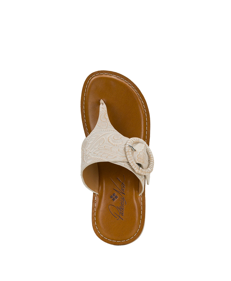 Patricia Nash Fulvia Sandal - Tooled - Chalk White