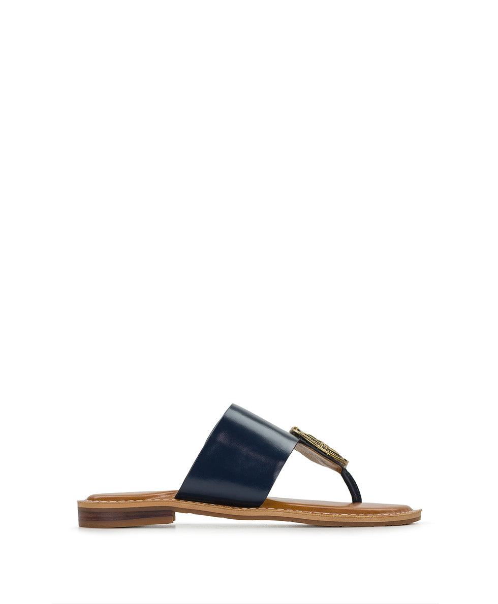 Patricia Nash Niki Compass Medallion Sandal - Leather - Denim Blue