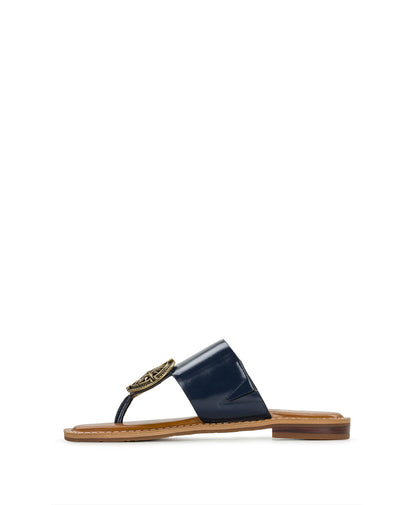 Patricia Nash Niki Compass Medallion Sandal - Leather - Denim Blue