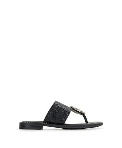 Patricia Nash Niki Compass Medallion Sandal - Brazilian Supple Tooled - Black