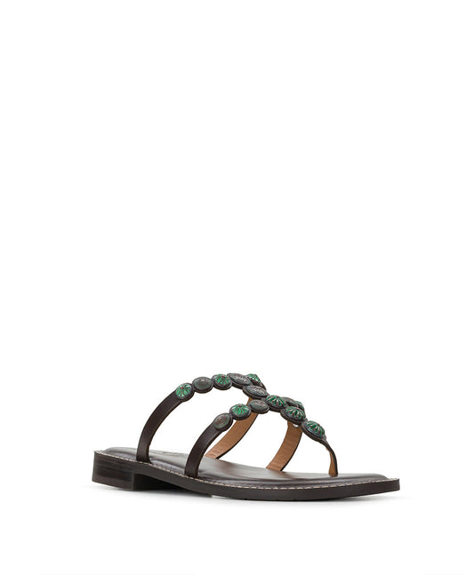 Patricia Nash Fiorella Sandals - Studded - Chocolate/Turquoise