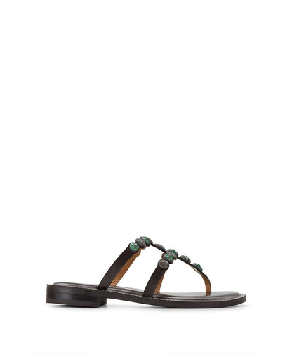 Patricia Nash Fiorella Sandals - Studded - Chocolate/Turquoise