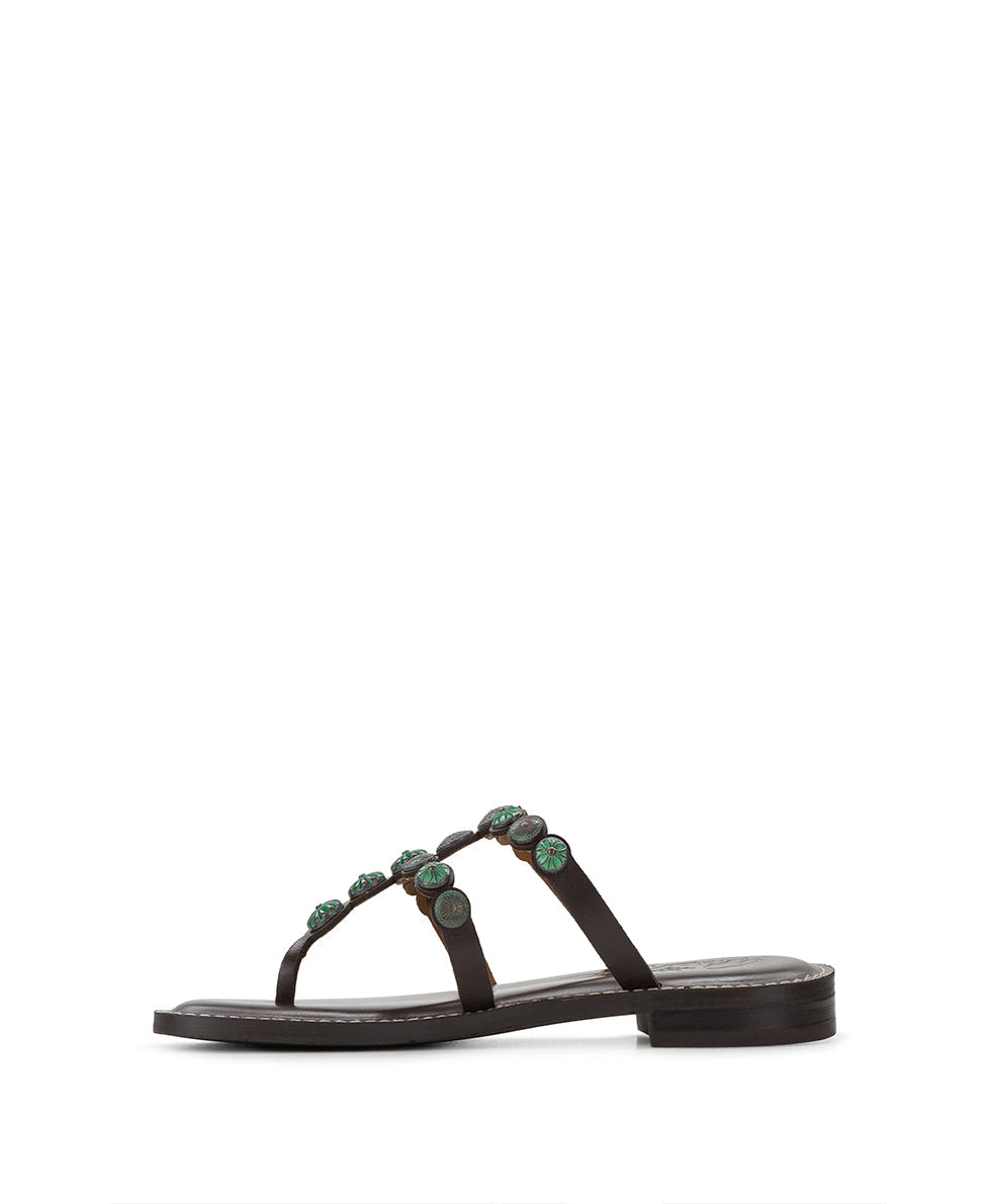Patricia Nash Fiorella Sandals - Studded - Chocolate/Turquoise