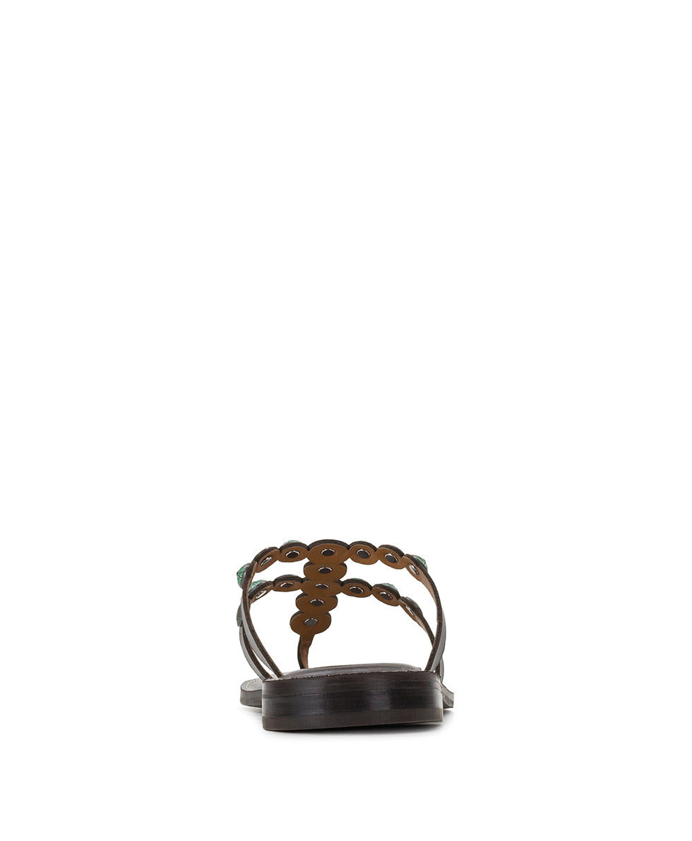 Patricia Nash Fiorella Sandals - Studded - Chocolate/Turquoise