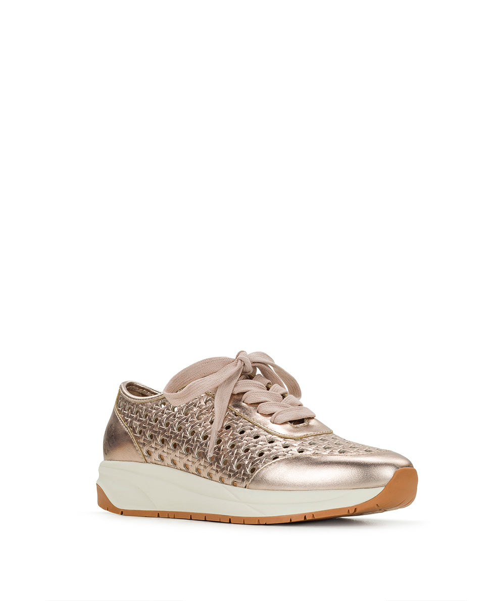 Patricia Nash Milla Perforated Sneaker – Perforated Leather - Champagne