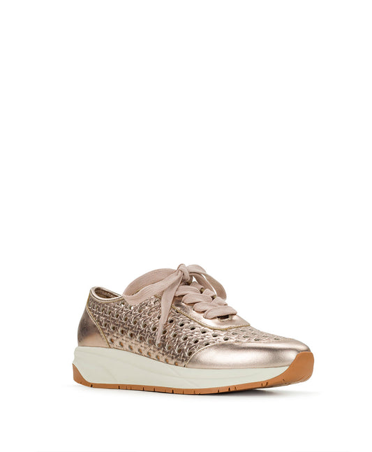 Patricia Nash Milla Perforated Sneaker – Perforated Leather - Champagne
