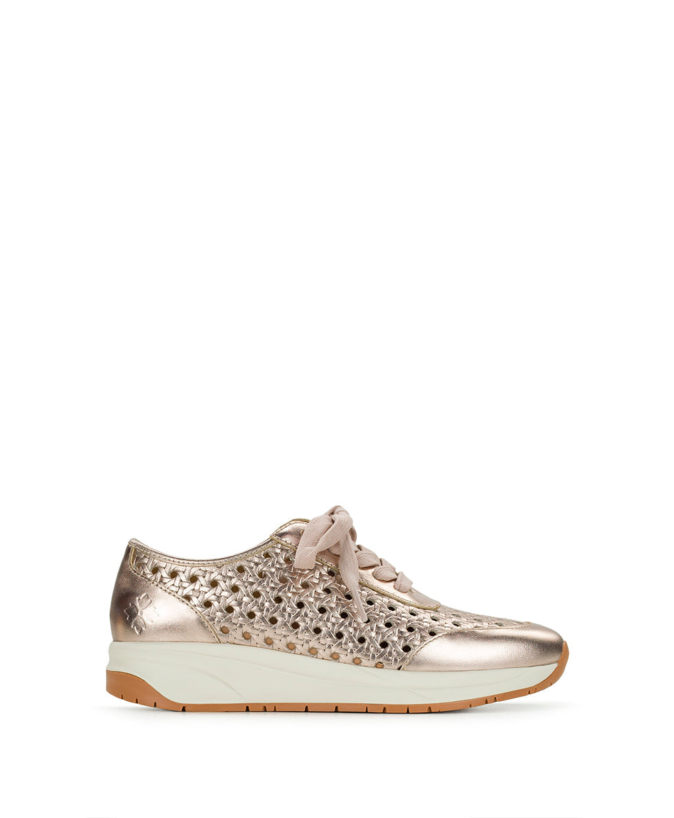 Patricia Nash Milla Perforated Sneaker – Perforated Leather - Champagne