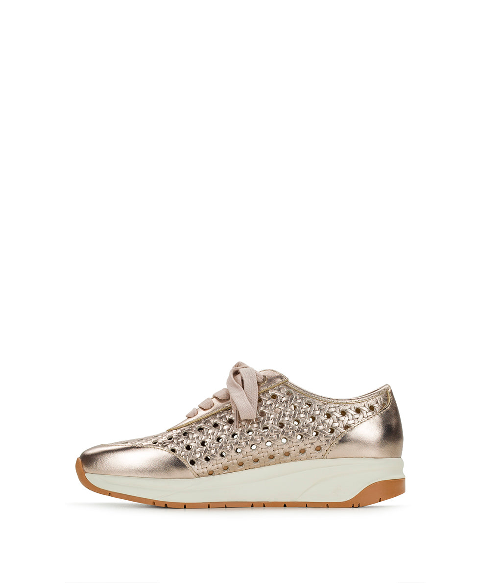 Patricia Nash Milla Perforated Sneaker – Perforated Leather - Champagne