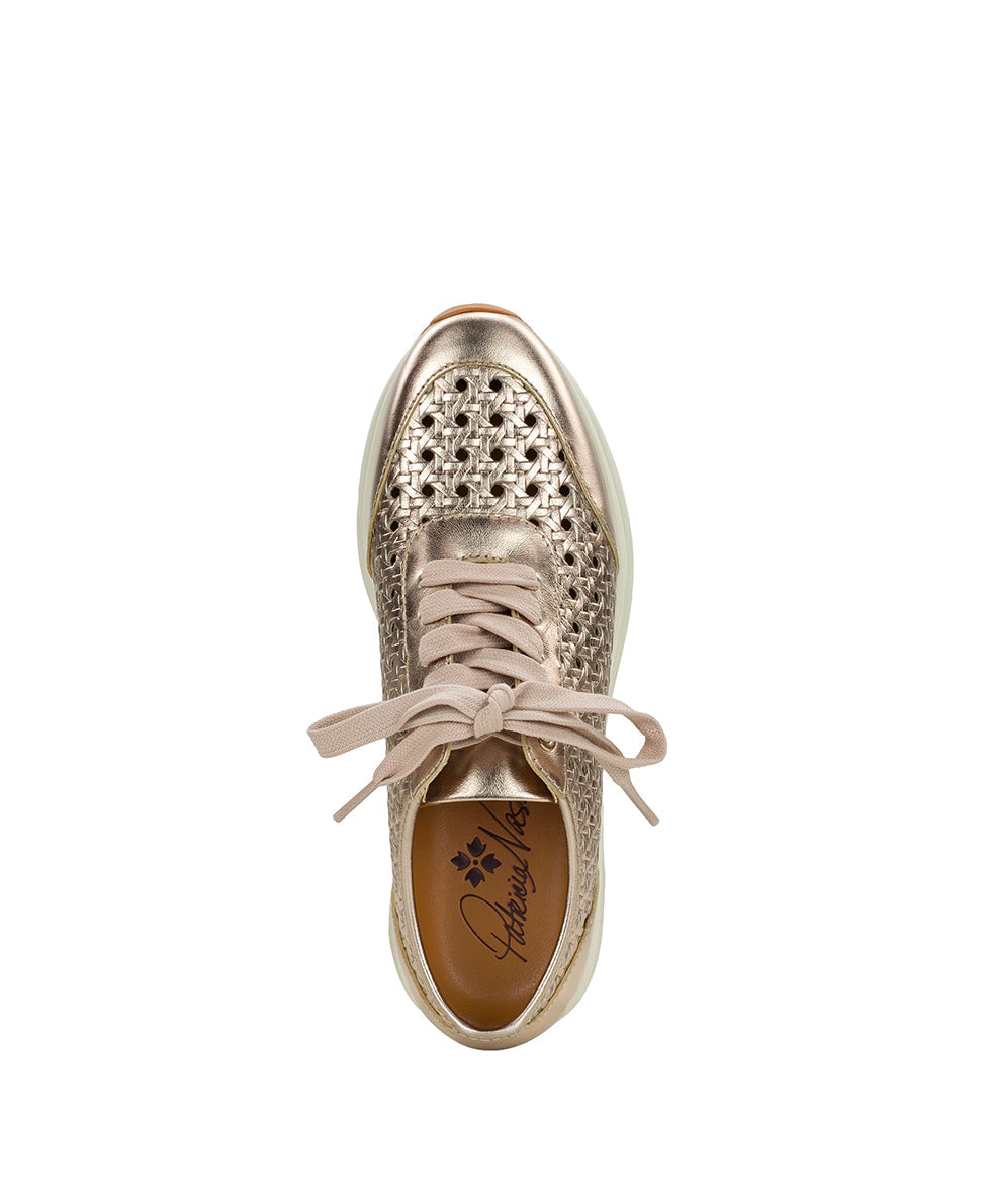 Patricia Nash Milla Perforated Sneaker – Perforated Leather - Champagne