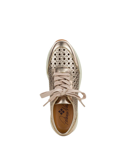 Patricia Nash Milla Perforated Sneaker – Perforated Leather - Champagne