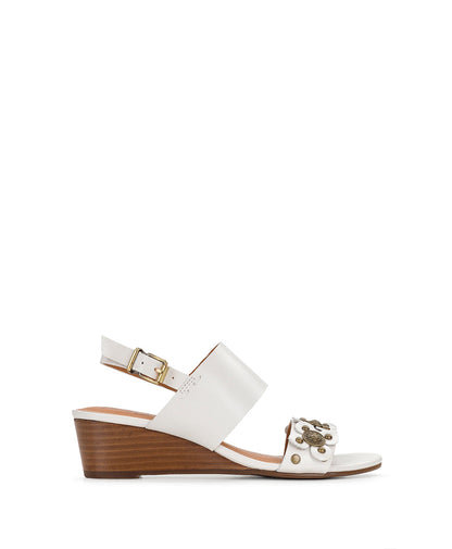Patricia Nash Mirella Wedge - Floral Embellishment - Chalk White