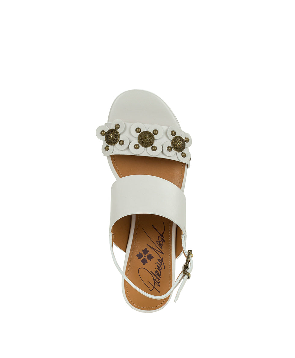 Patricia Nash Mirella Wedge - Floral Embellishment - Chalk White