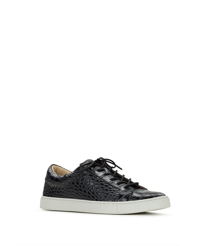 Patricia Nash Uma Sneaker - Vintage Distressed Croc Leather ‑ Black
