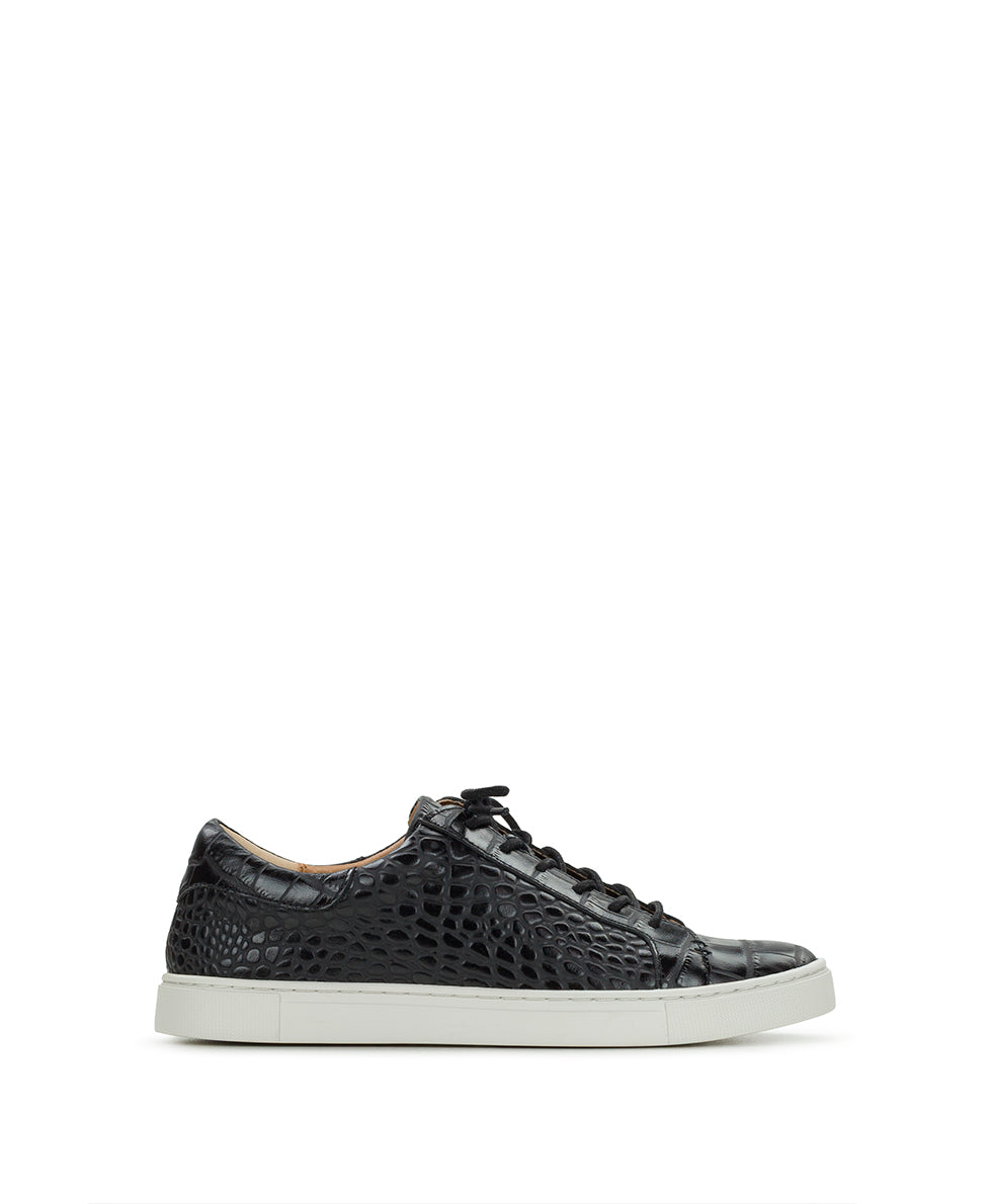 Patricia Nash Uma Sneaker - Vintage Distressed Croc Leather ‑ Black
