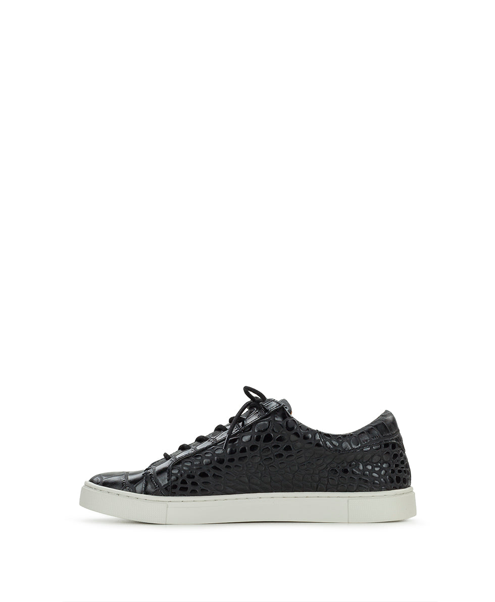 Patricia Nash Uma Sneaker - Vintage Distressed Croc Leather ‑ Black