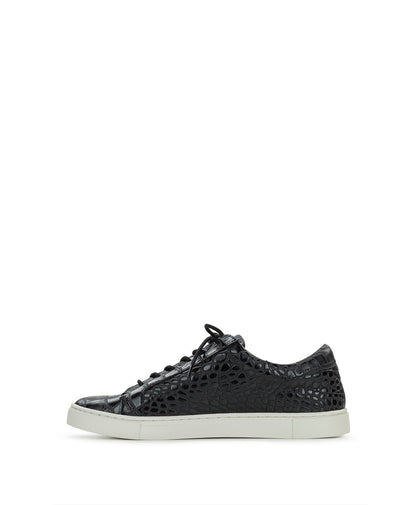 Patricia Nash Uma Sneaker - Vintage Distressed Croc Leather ‑ Black