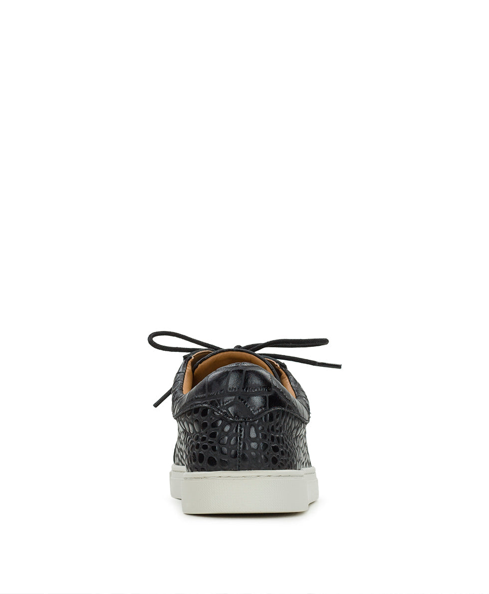 Patricia Nash Uma Sneaker - Vintage Distressed Croc Leather ‑ Black