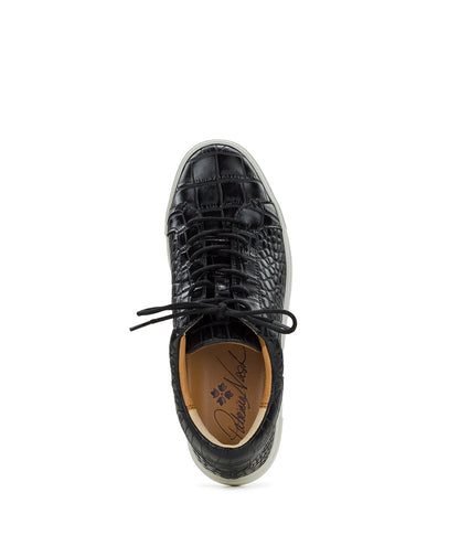 Patricia Nash Uma Sneaker - Vintage Distressed Croc Leather ‑ Black