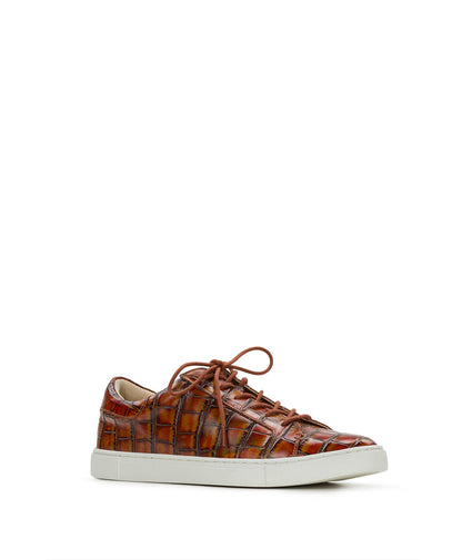 Patricia Nash Uma Sneaker - Vintage Distressed Croc Leather ‑ Autumn