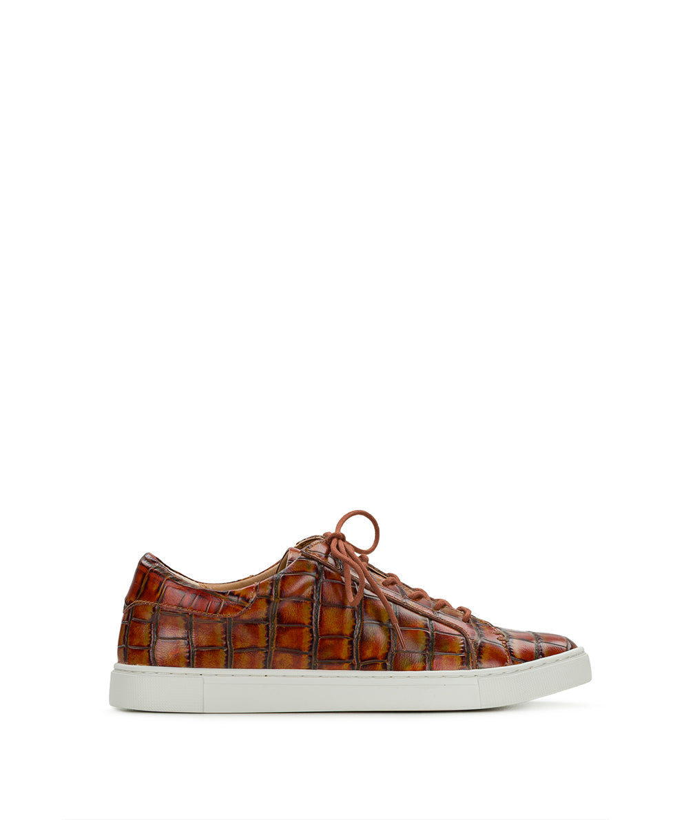 Patricia Nash Uma Sneaker - Vintage Distressed Croc Leather ‑ Autumn