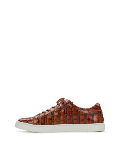Patricia Nash Uma Sneaker - Vintage Distressed Croc Leather ‑ Autumn