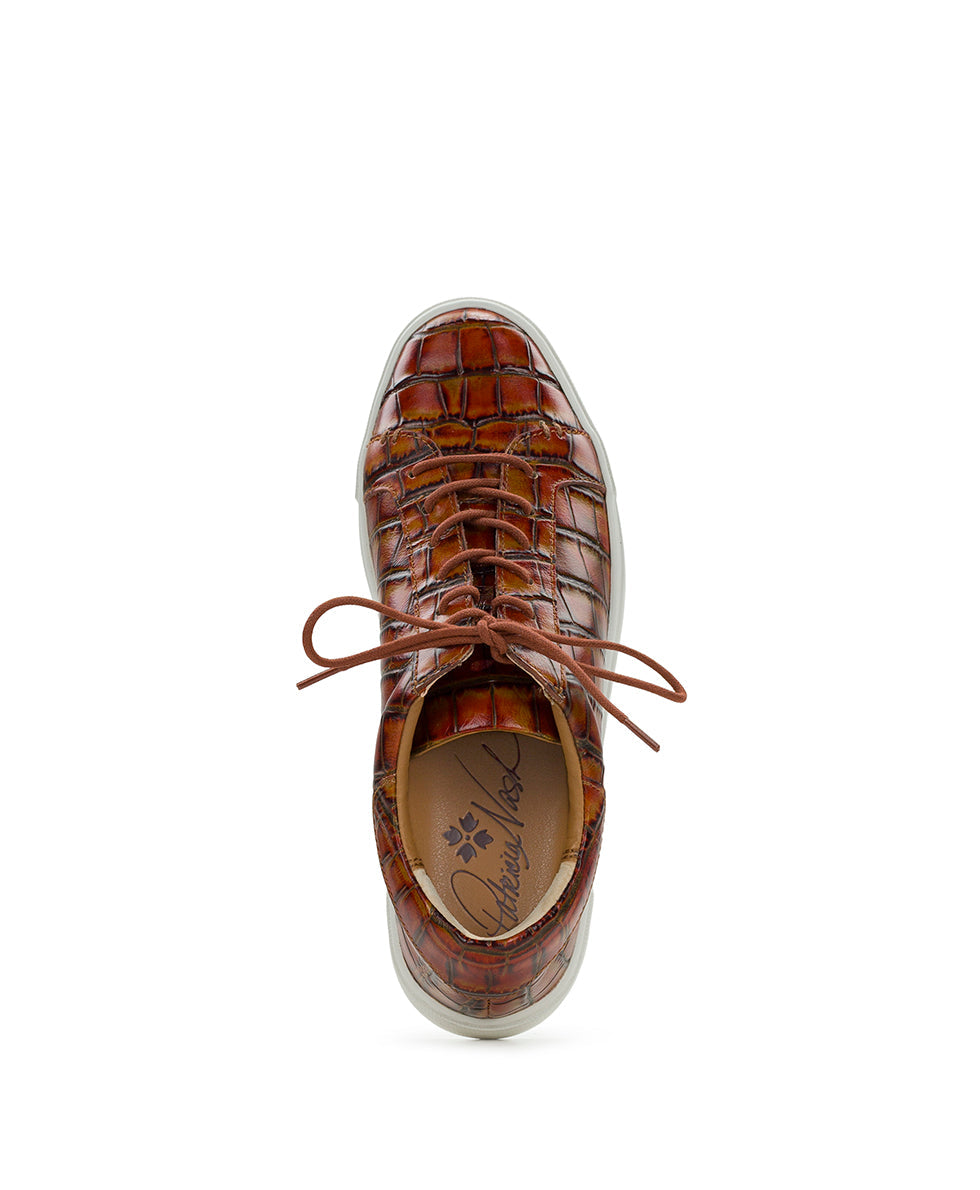 Patricia Nash Uma Sneaker - Vintage Distressed Croc Leather ‑ Autumn