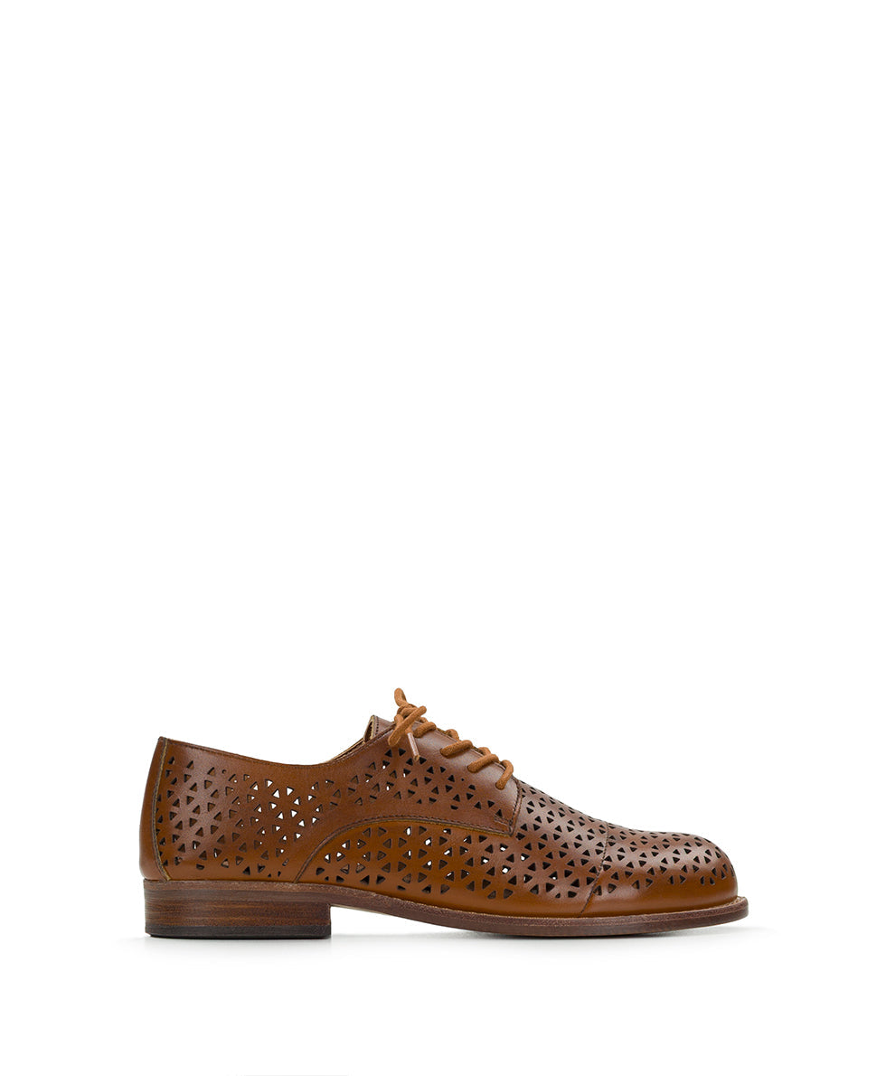 Patricia Nash Silvio Oxford Shoes - Perforated Leather ‑ Tan
